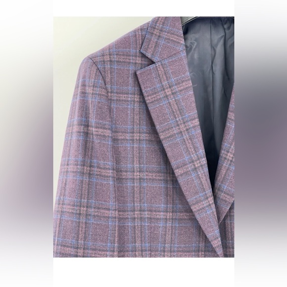 Charles Tyrwhitt Burgundy check lightweight wool texture slim fit jacket 38R - Picture 10 of 15